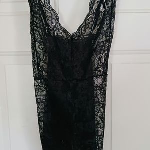 Black polyester lingerie nighty.